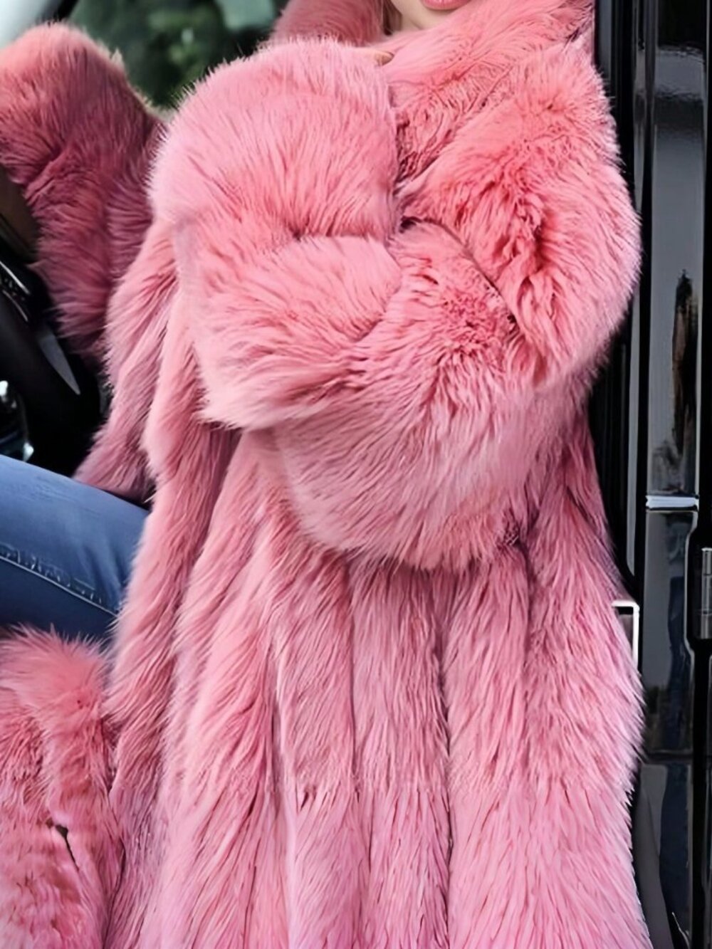 Pink Luxury Women's Long Faux Fur Coat - Picture 8 of 8